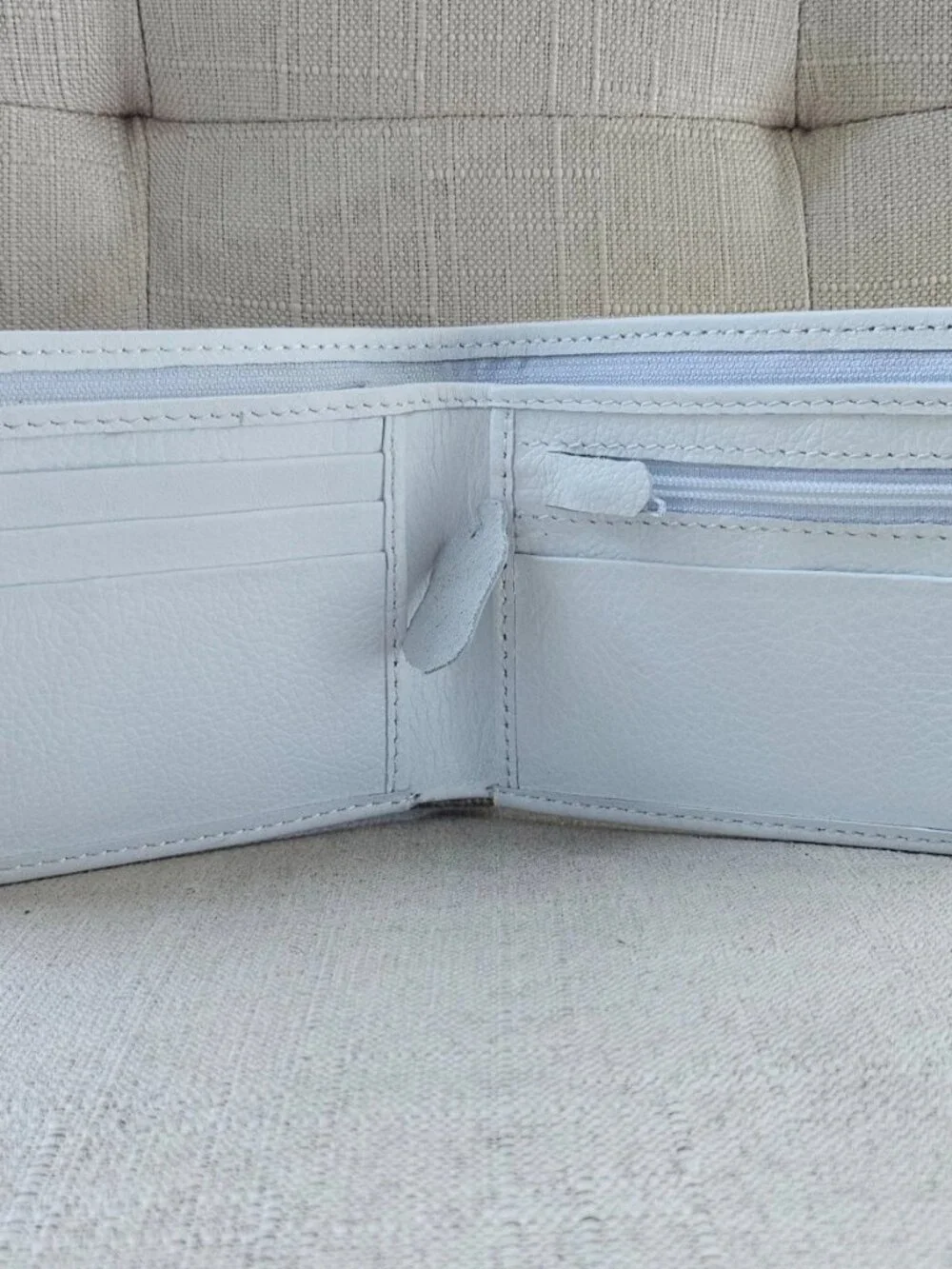White Billfold Handmade Wallet Bifold Card Holder Purse Genuine Leather Purse